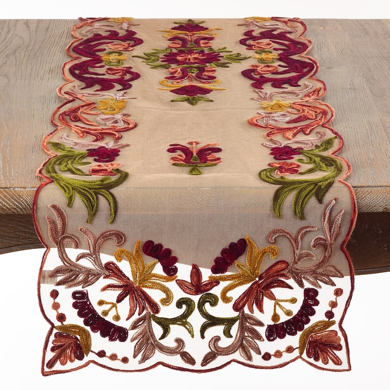 Embroidered Flourishes Table Runner