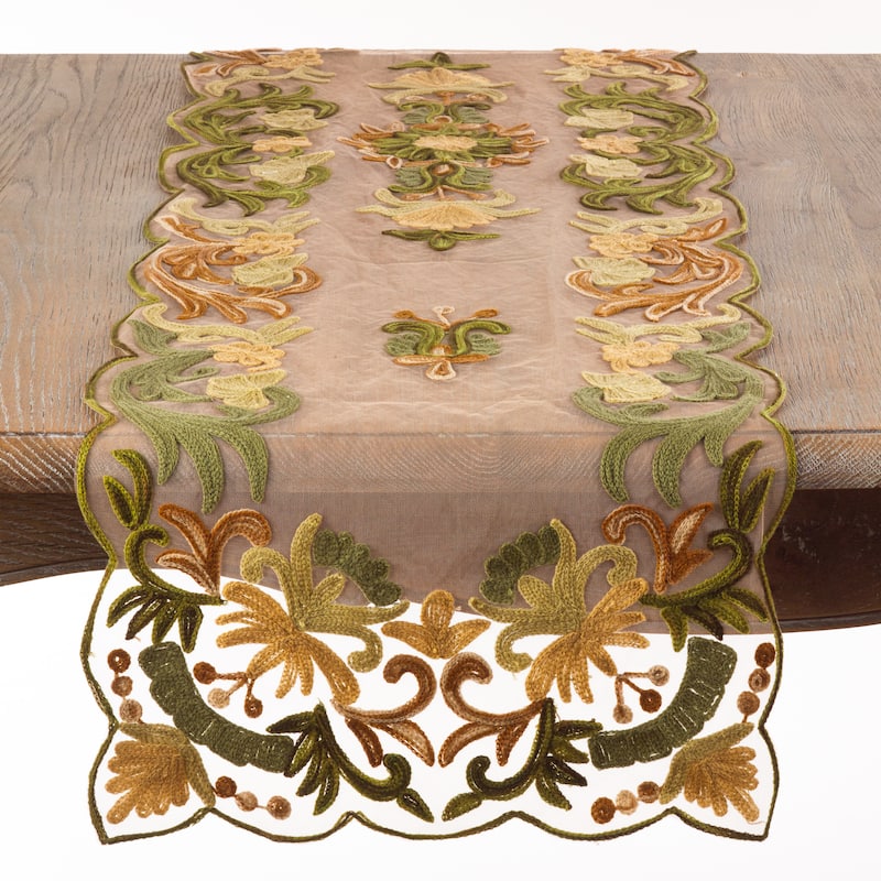 Embroidered Flourishes Table Runner