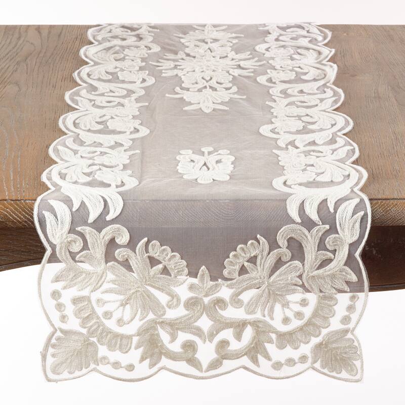 Embroidered Flourishes Table Runner