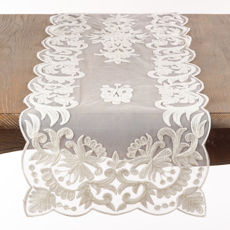 Embroidered Flourishes Table Runner