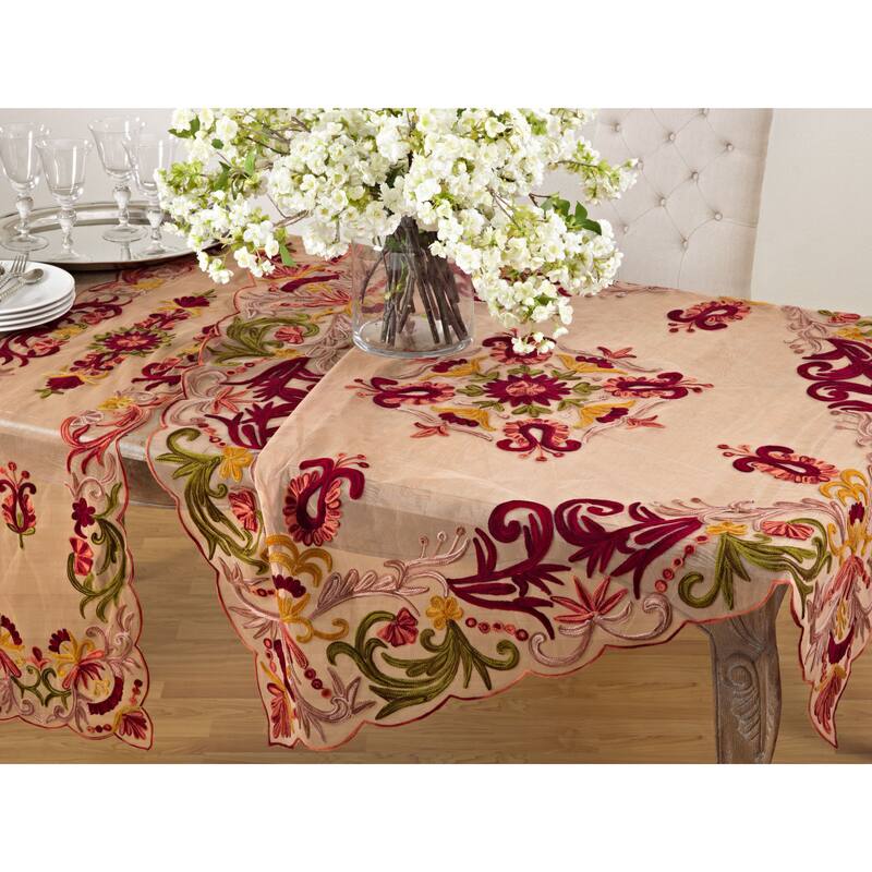 Embroidered Flourishes Table Runner