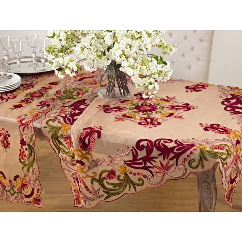 Embroidered Flourishes Table Runner