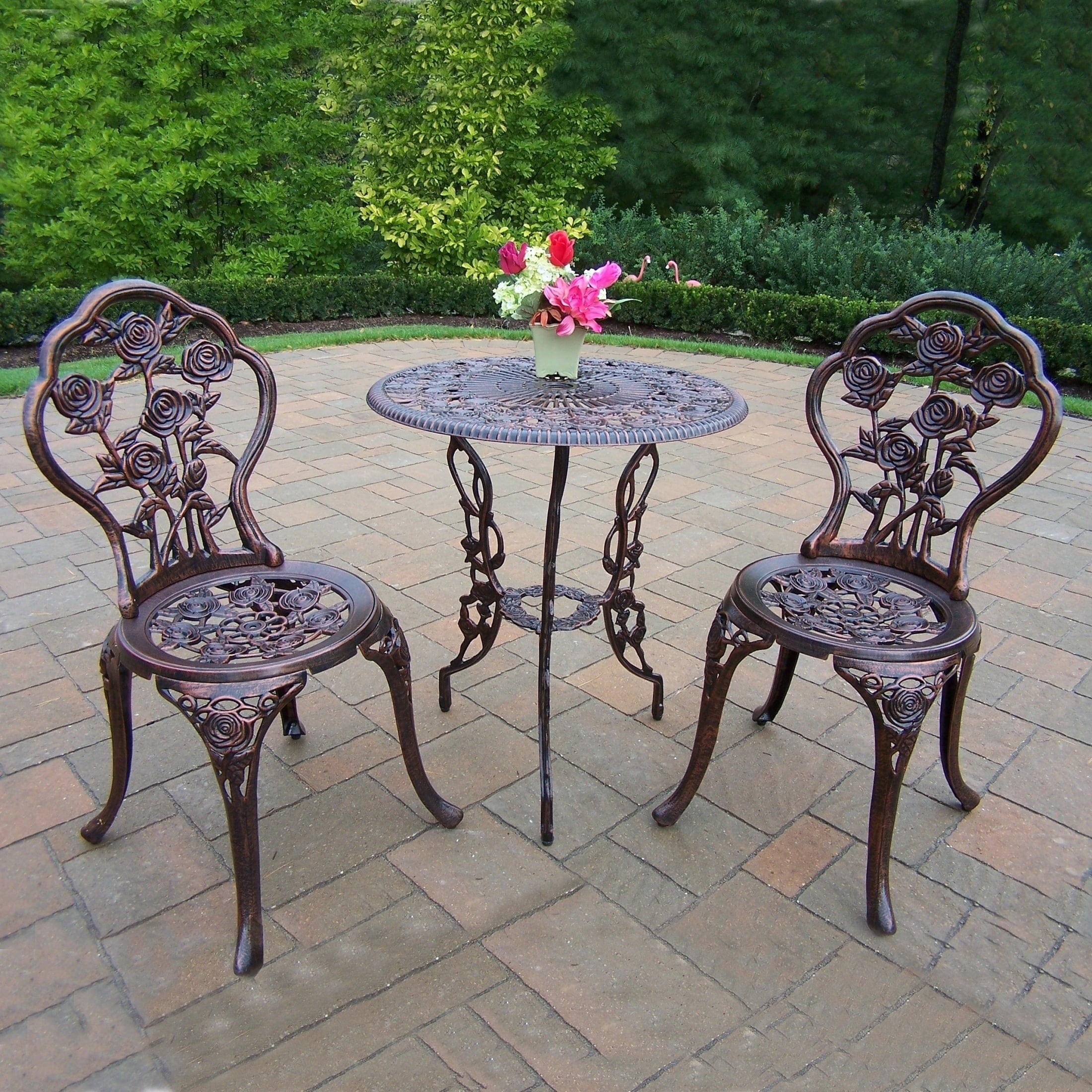 3 piece rose armchair bistro set