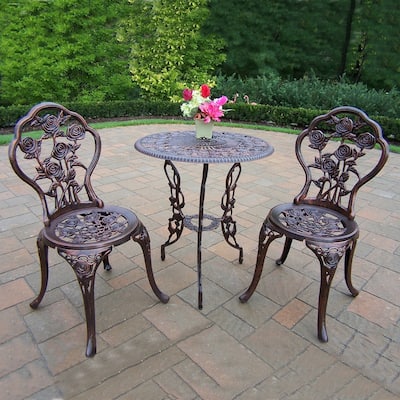 Camellia Cast Aluminum 3-piece Bistro Set with Table and 2 Chairs