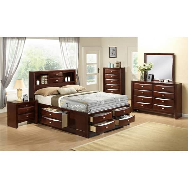 Emily 111 Wood Storage Bed Group With Queen Bed Dresser Mirror 2