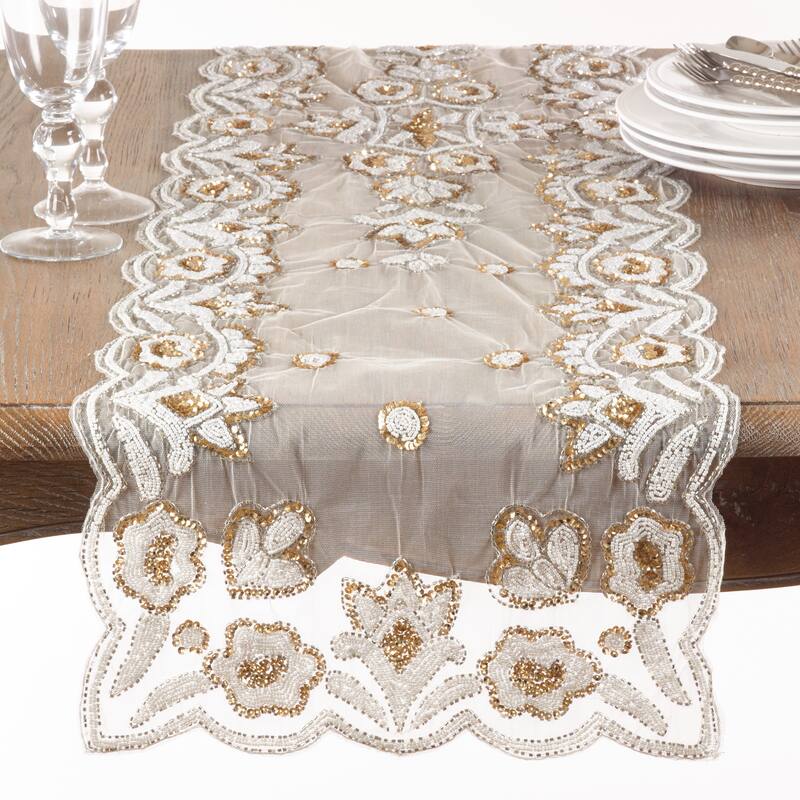 Hand-Beaded Table Runner