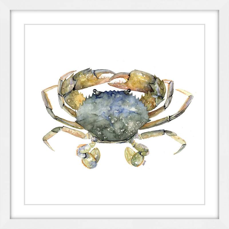 Marmont Hill - 'Blue Crab' by Rachel Byler Framed Painting Print - Multi-Color