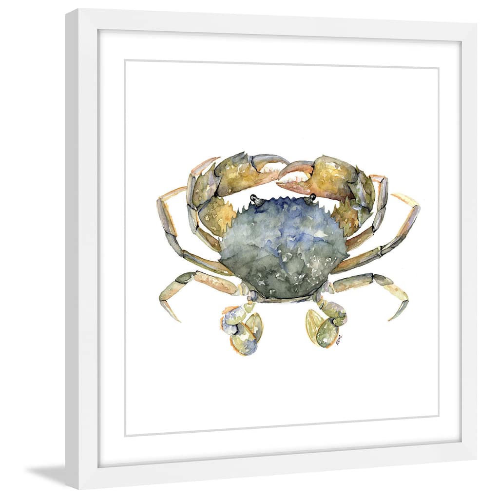 Marmont Hill - 'Blue Crab' by Rachel Byler Framed Painting Print - Multi-Color