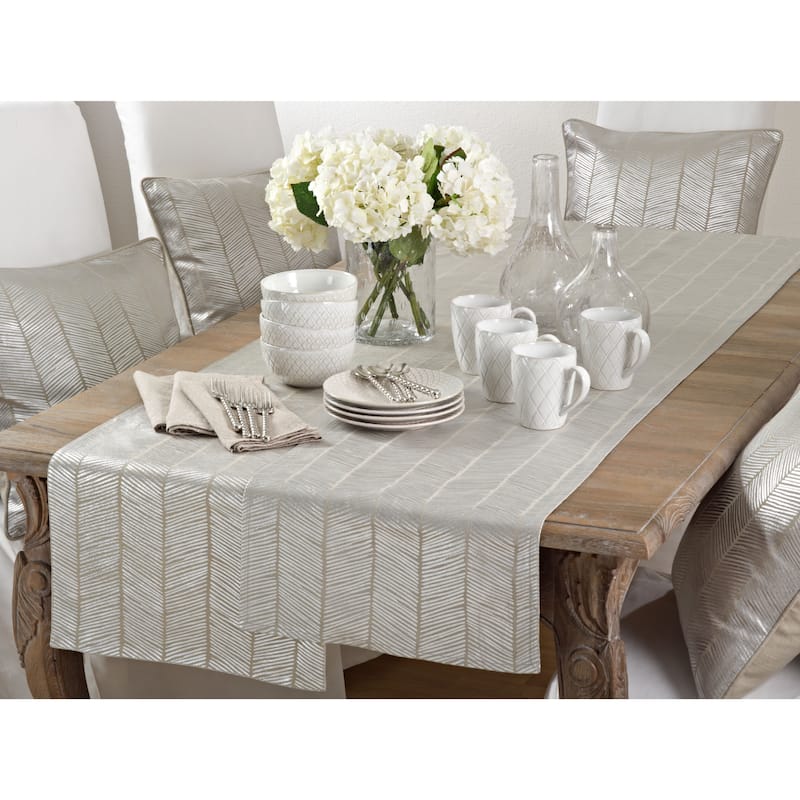 Silver Herringbone Table Runner