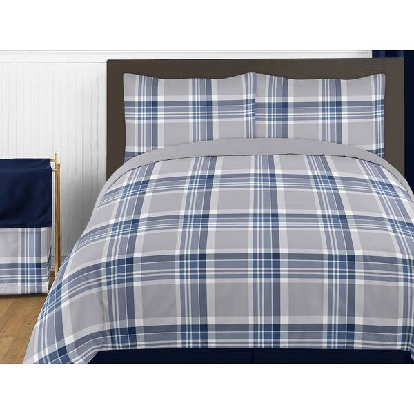 Shop Sweet Jojo Designs Navy Blue And Gray Plaid Twin 4 Piece