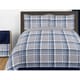 Sweet Jojo Designs Navy Blue And Gray Plaid Twin 4-piece Comforter Set 