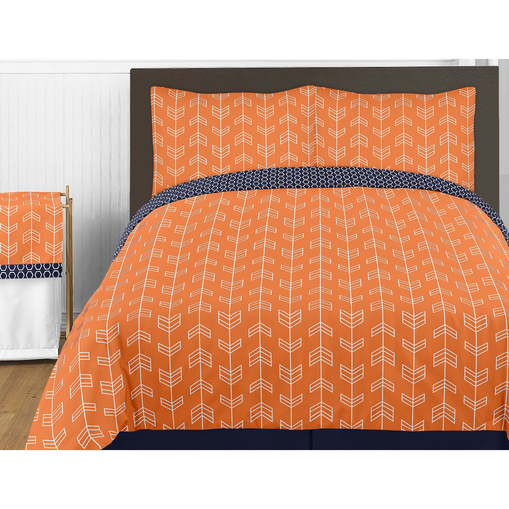 Shop Sweet Jojo Designs Orange And Navy Blue Arrow 4 Piece Twin
