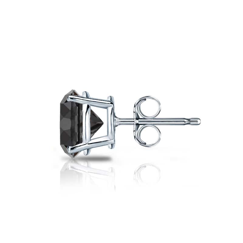 Auriya 14k Gold 1 1/4ct TDW Round SINGLE (1) Black Diamond Stud Earring