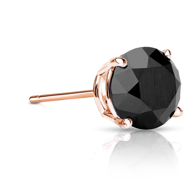 Auriya 14k Gold 1 1/4ct TDW Round SINGLE (1) Black Diamond Stud Earring
