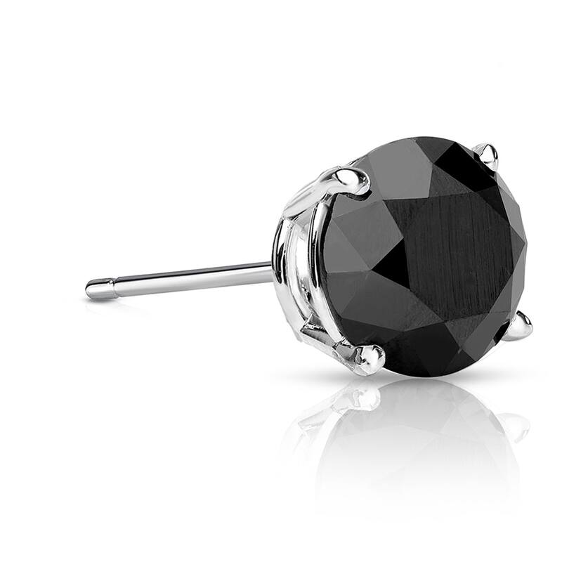 Auriya 14k Gold 1 1/4ct TDW Round SINGLE (1) Black Diamond Stud Earring