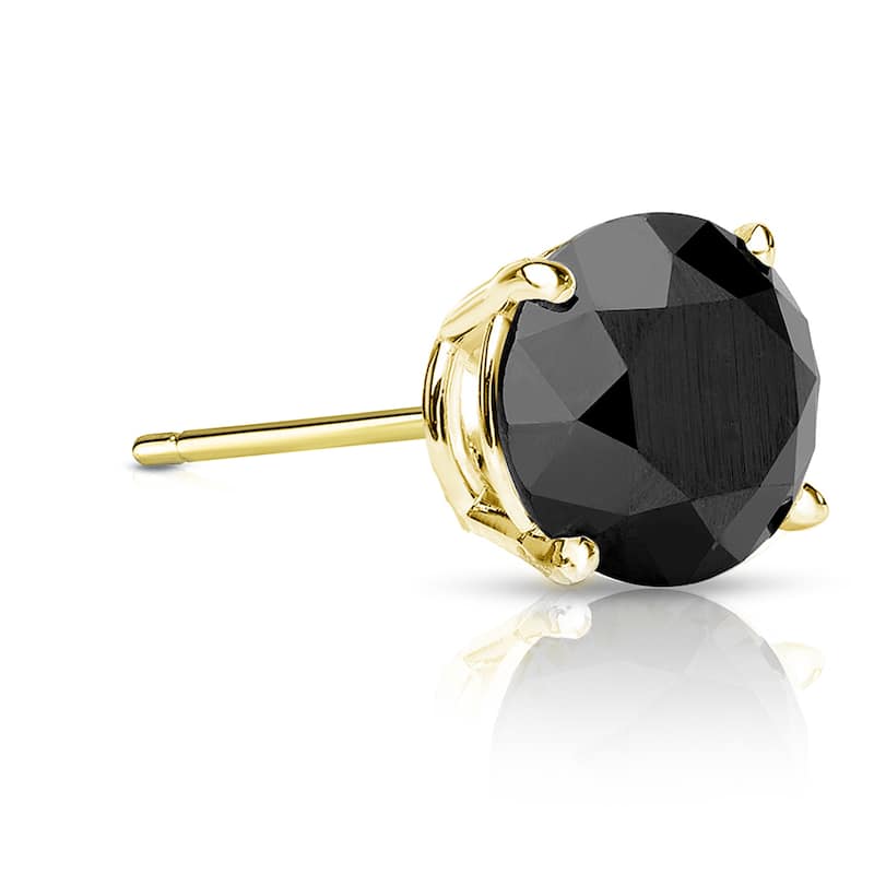 Auriya 14k Gold 1 1/4ct TDW Round SINGLE (1) Black Diamond Stud Earring