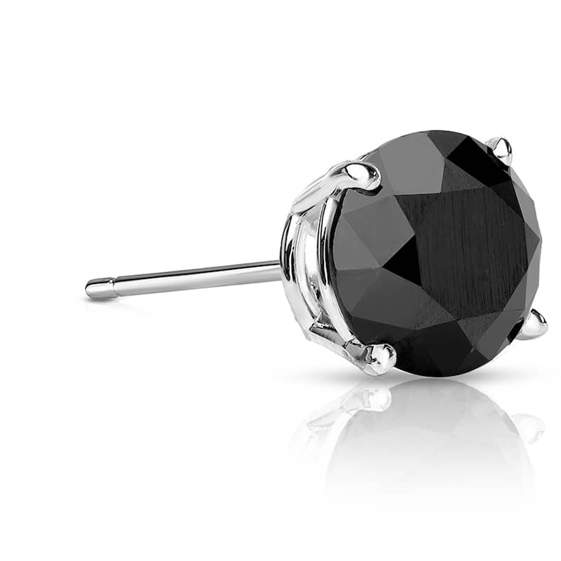 Auriya 1 1/2ctw Round Black Diamond SINGLE (1) Stud Earring 14k Gold