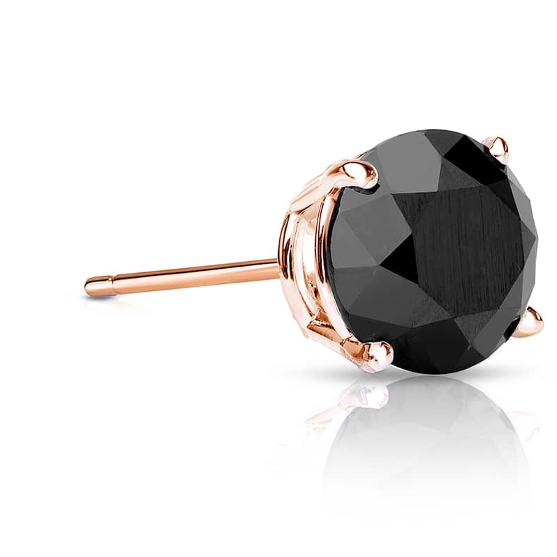 Auriya 1 1/2ctw Round Black Diamond SINGLE (1) Stud Earring 14k Gold