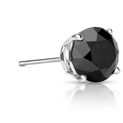 Auriya 14k Gold 2ct TDW Round SINGLE (1) Black Diamond Stud Earring