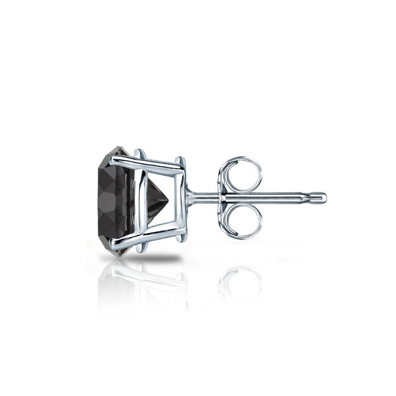 Auriya 14k Gold 2ct TDW Round SINGLE (1) Black Diamond Stud Earring