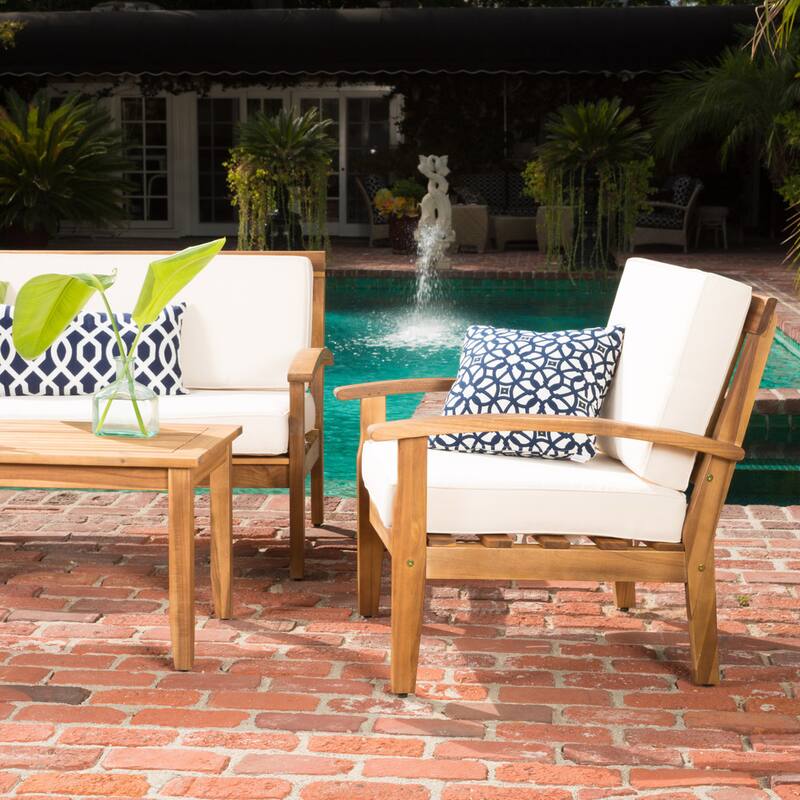 Peyton 4-piece Outdoor Wooden Chat Set by Christopher Knight Home