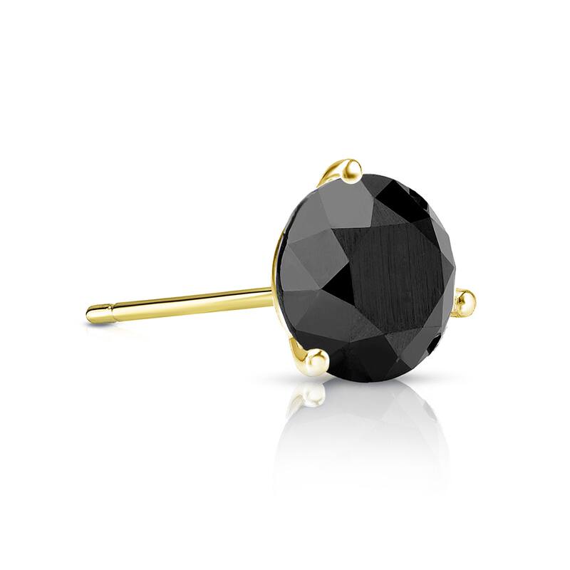Auriya 14k Gold 1/4ct TDW Round SINGLE (1) Black Diamond Stud Earring