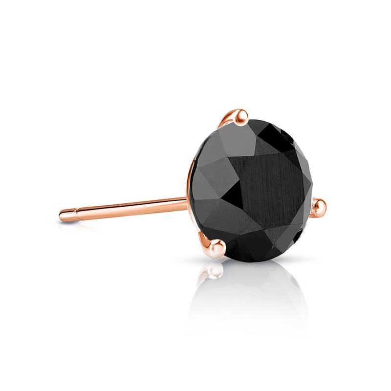 Auriya 14k Gold 1/4ct TDW Round SINGLE (1) Black Diamond Stud Earring