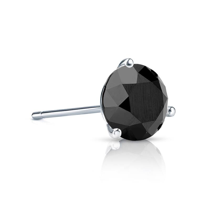 Auriya 14k Gold 1/4ct TDW Round SINGLE (1) Black Diamond Stud Earring