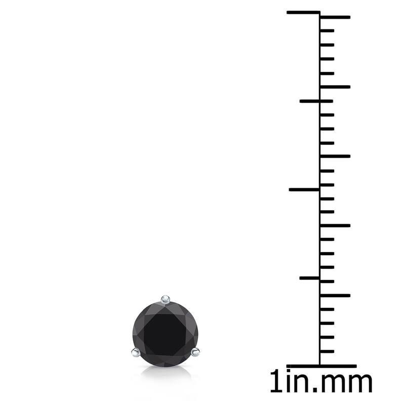 Auriya 14k Gold 1/3ct TDW 3-Prong Round SINGLE (1) Black Diamond Stud Earring