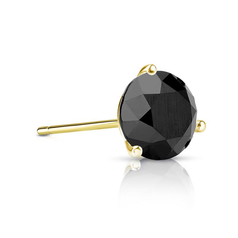 Auriya 14k Gold 1/3ct TDW 3-Prong Round SINGLE (1) Black Diamond Stud Earring