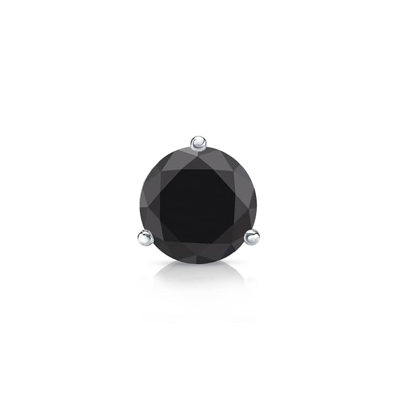 Auriya 14k Gold 1/3ct TDW 3-Prong Round SINGLE (1) Black Diamond Stud Earring