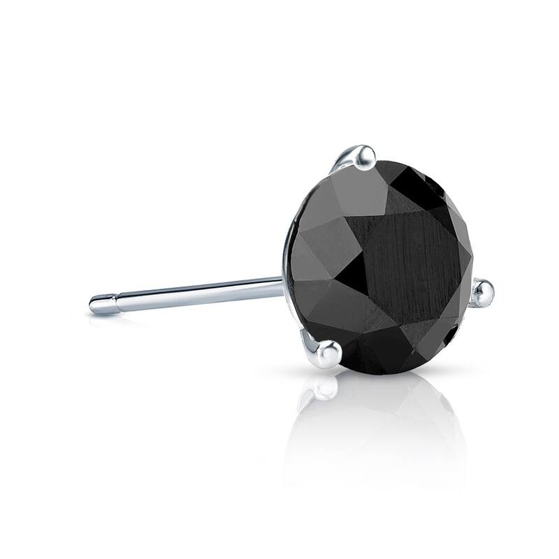 Auriya 1/2ctw 3-Prong Martini Round Black Diamond SINGLE (1) Stud Earring 14k Gold