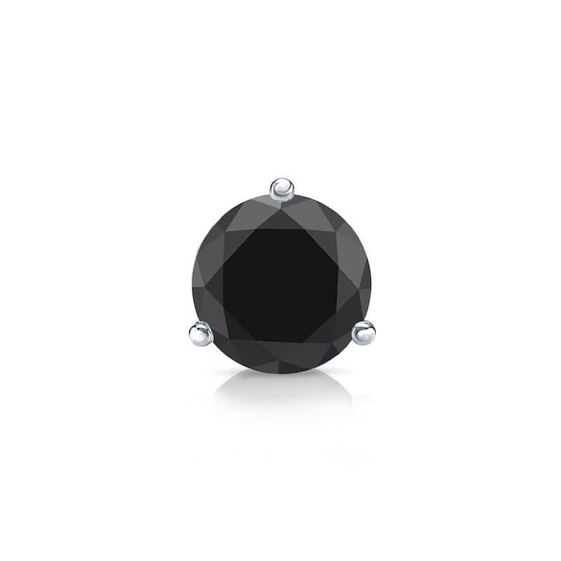 Auriya 1/2ctw 3-Prong Martini Round Black Diamond SINGLE (1) Stud Earring 14k Gold
