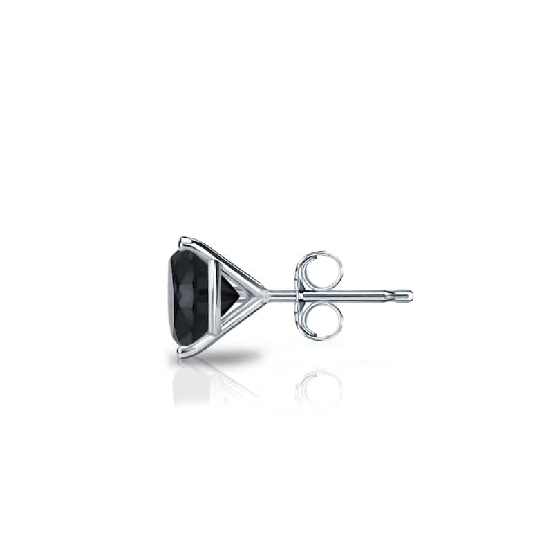 Auriya 1/2ctw 3-Prong Martini Round Black Diamond SINGLE (1) Stud Earring 14k Gold