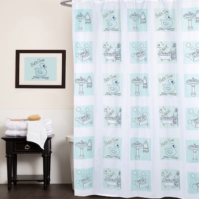Fun Bath Time Print Fabric Shower Curtain (70"x72") - Multi