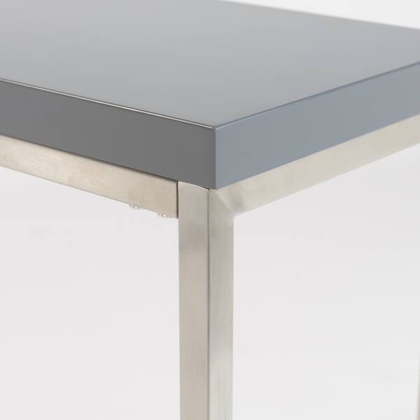 Teresa Matte Grey Console Table With Brushed Stainless Steel Frame Free Shipping Today 12991478 Teresa Matte Grey Console Table