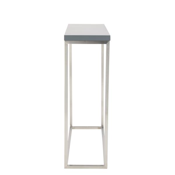 Teresa Matte Grey Console Table With Brushed Stainless Steel Frame Free Shipping Today 12991478 Teresa Matte Grey Console Table