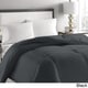 preview thumbnail 5 of 7, Microfiber Striped Hypoallergenic Down Comforter Black - Full - Queen