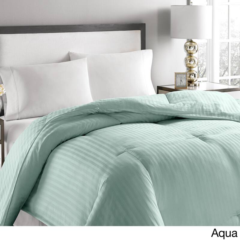 Microfiber Striped Hypoallergenic Down Comforter - Twin - Sage