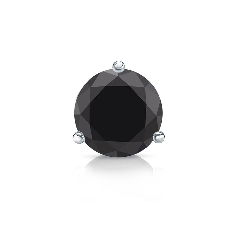 Auriya 14k Gold 3/4ct TDW 3-Prong Round SINGLE (1) Black Diamond Stud Earring