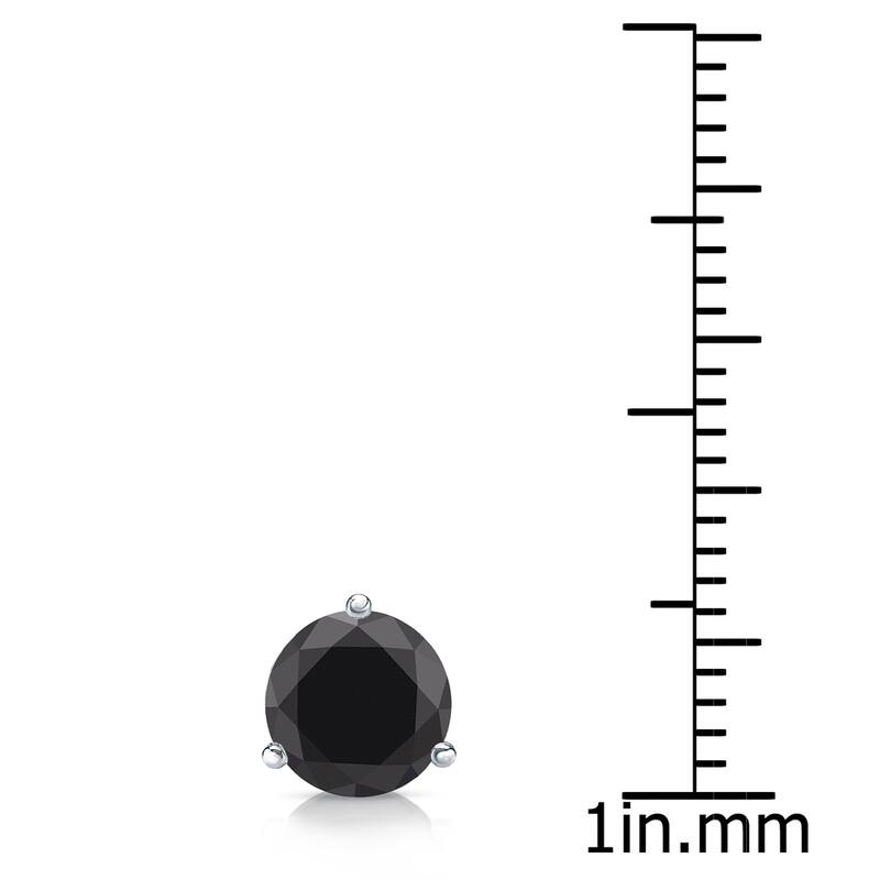 Auriya 14k Gold 3/4ct TDW 3-Prong Round SINGLE (1) Black Diamond Stud Earring