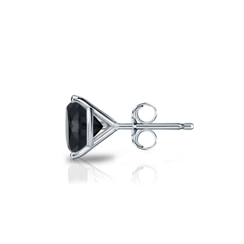 Auriya 14k Gold 3/4ct TDW 3-Prong Round SINGLE (1) Black Diamond Stud Earring