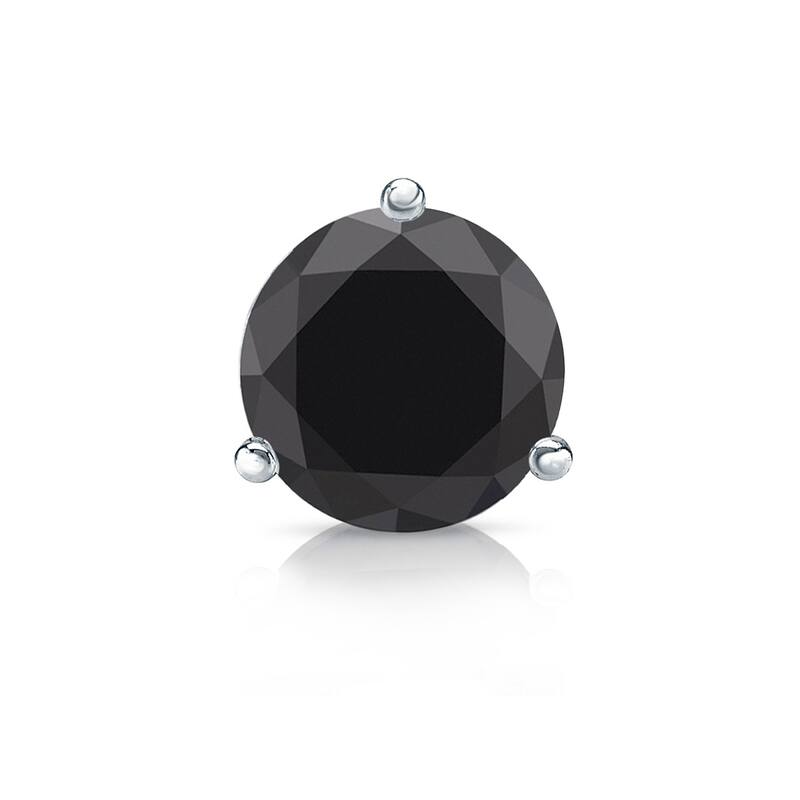 Auriya 14k Gold 1ct TDW 3-Prong Martini Round SINGLE (1) Black Diamond Stud Earring