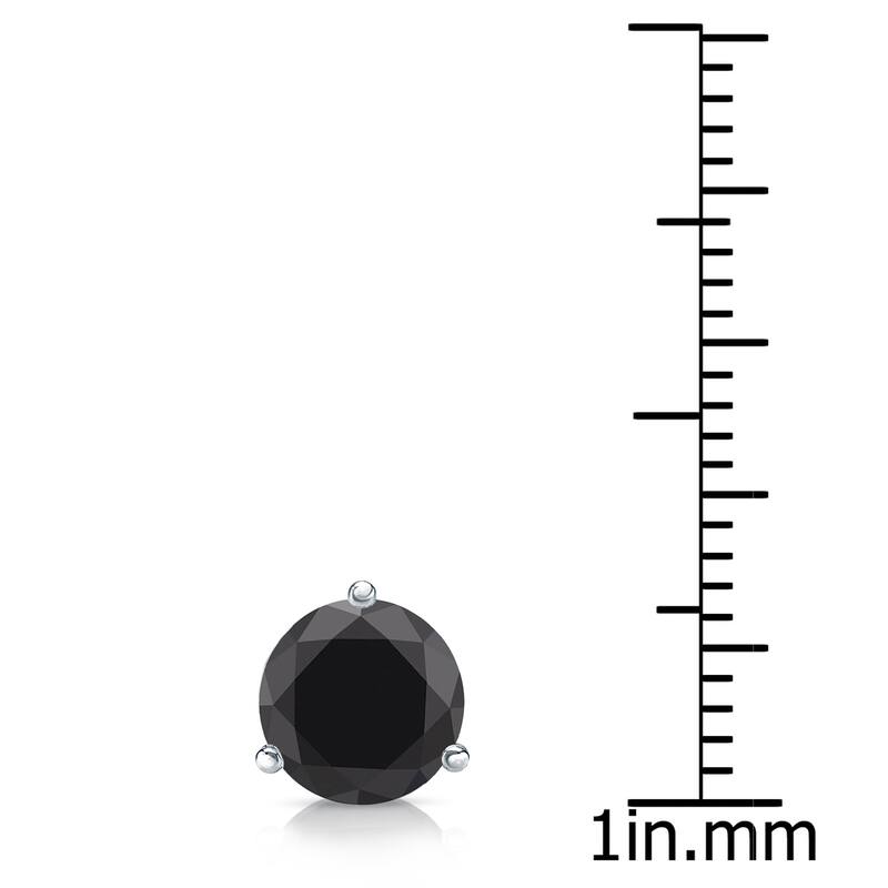 Auriya 14k Gold 1ct TDW 3-Prong Martini Round SINGLE (1) Black Diamond Stud Earring