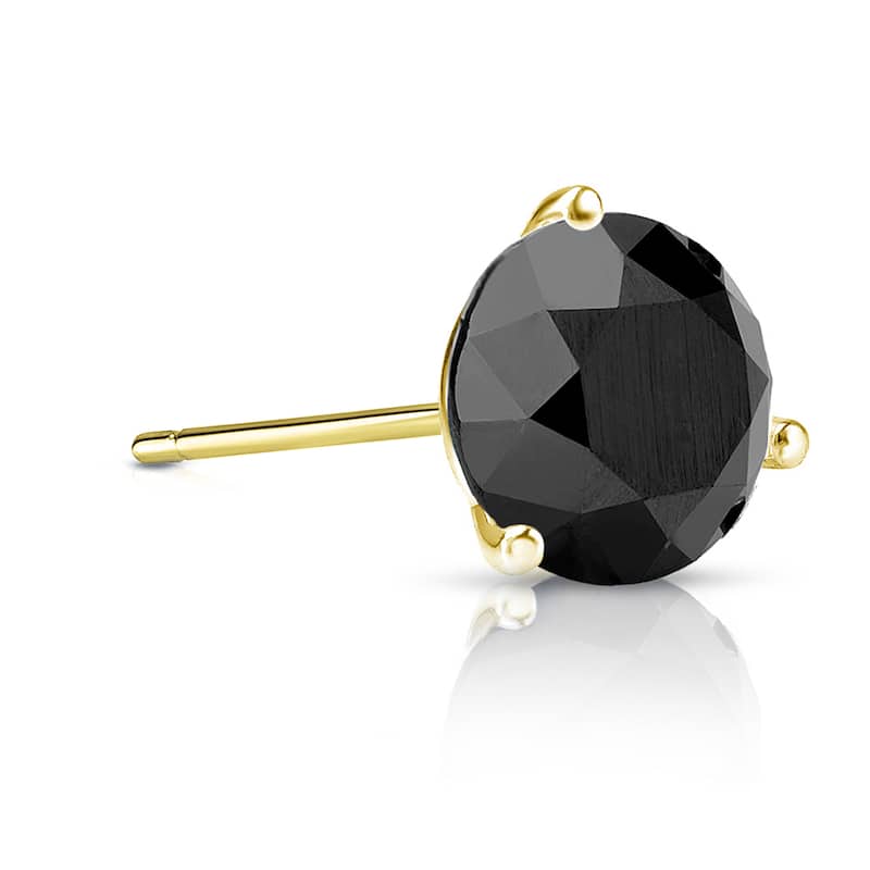 Auriya 14k Gold 1 1/4ct TDW Round SINGLE (1) Black Diamond Stud Earring