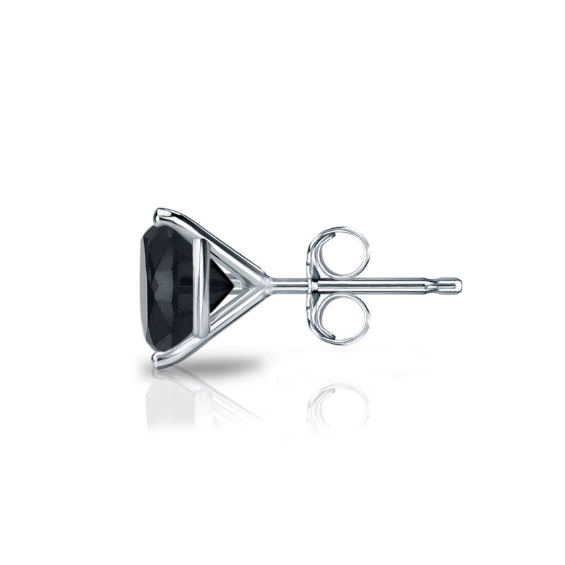 Auriya 14k Gold 1 1/4ct TDW Round SINGLE (1) Black Diamond Stud Earring
