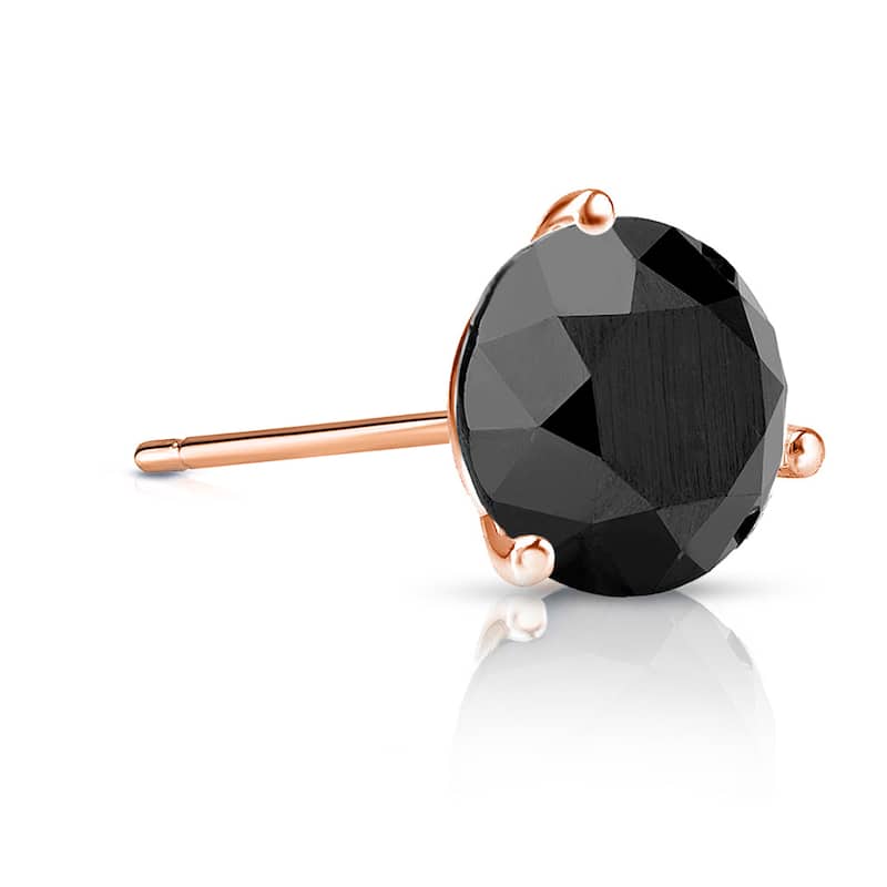 Auriya 14k Gold 1 1/4ct TDW Round SINGLE (1) Black Diamond Stud Earring