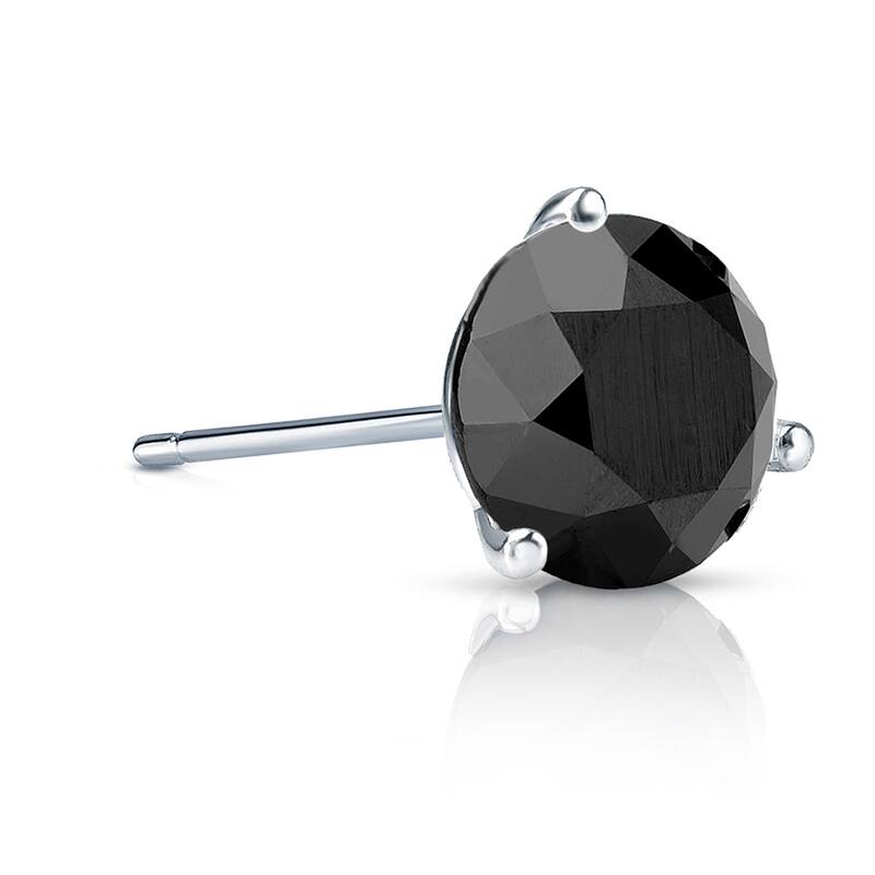 Auriya 14k Gold 1 1/4ct TDW Round SINGLE (1) Black Diamond Stud Earring