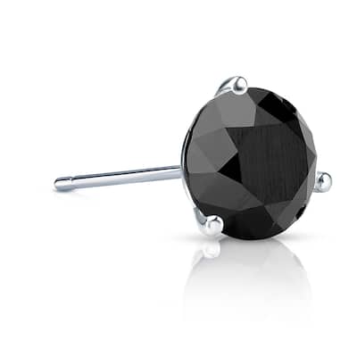 Auriya 14k Gold 1 1/4ct TDW Round SINGLE (1) Black Diamond Stud Earring