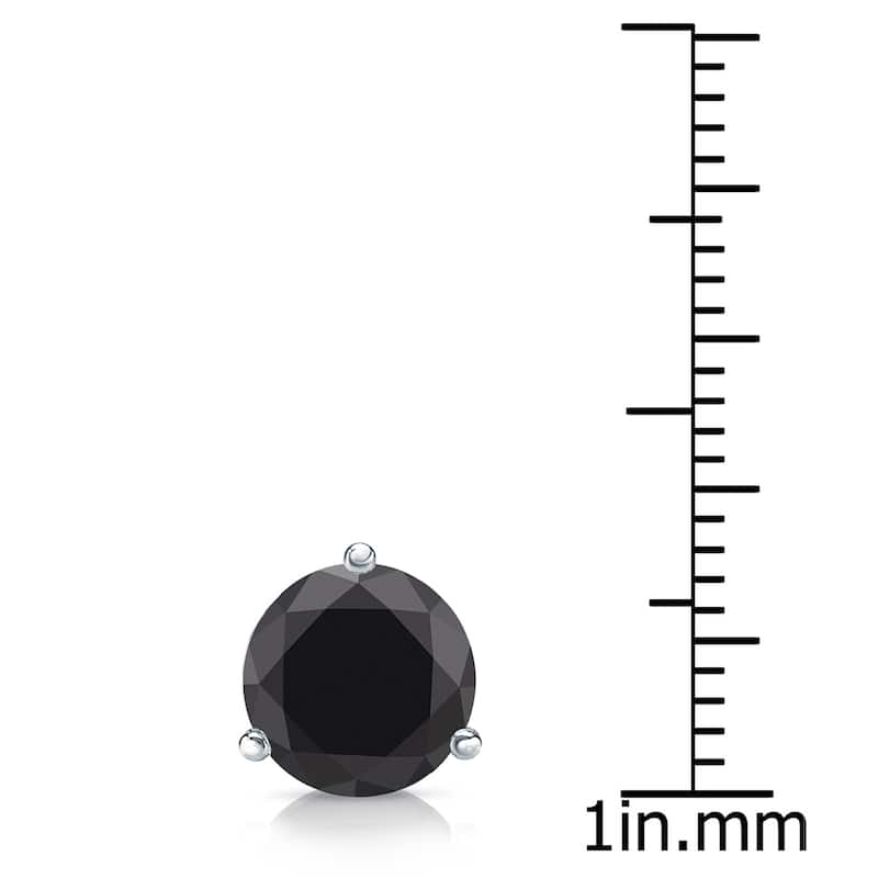 Auriya 1 1/2ctw 3-Prong Martini Round Black Diamond SINGLE (1) Stud Earring 14k Gold